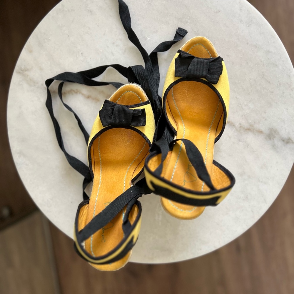 Yellow and Black Women's Sandals